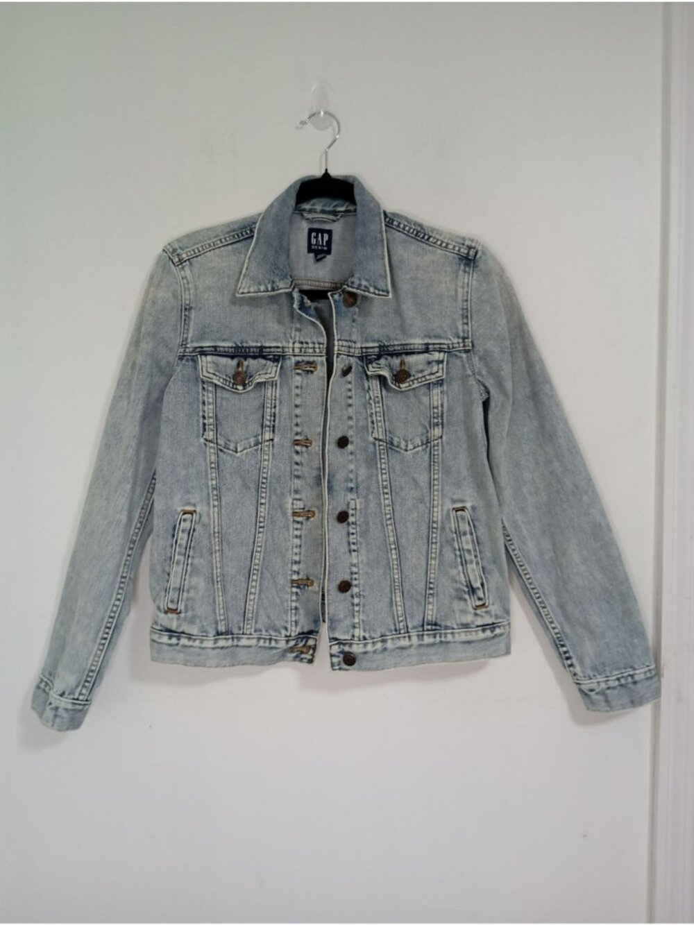 Gap Denim Button-Up Jean Jacket Size Medium 100% Cotton Unisex Light Wash